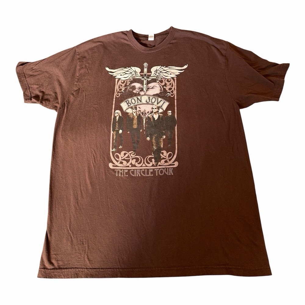 Bon Jovi The Circle 2010 Brown Tour T-Shirt Mens XXL